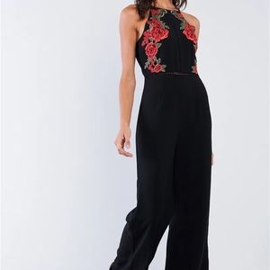 Black Embroidered Jumpsuit
